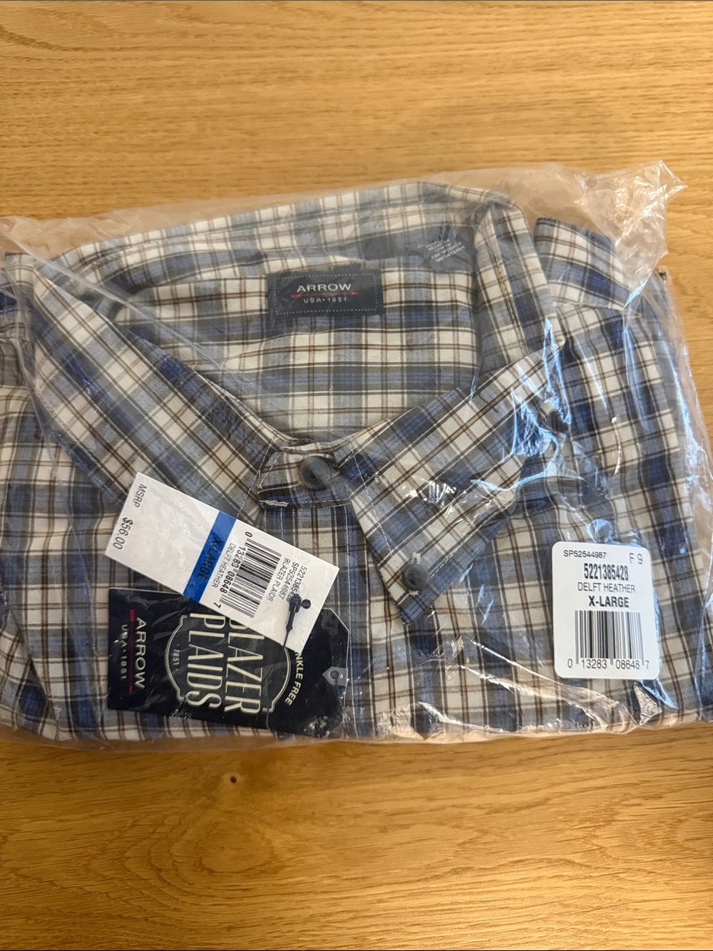 Arrow Men’s Delta Heather Plaid Button-Down Shirt - Blue & Gray